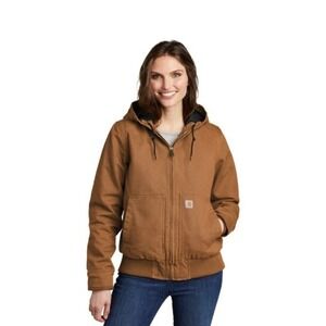 Carhartt Women's Small S Duck Active Jack Jacket Coat Hood Tan J130-W READ